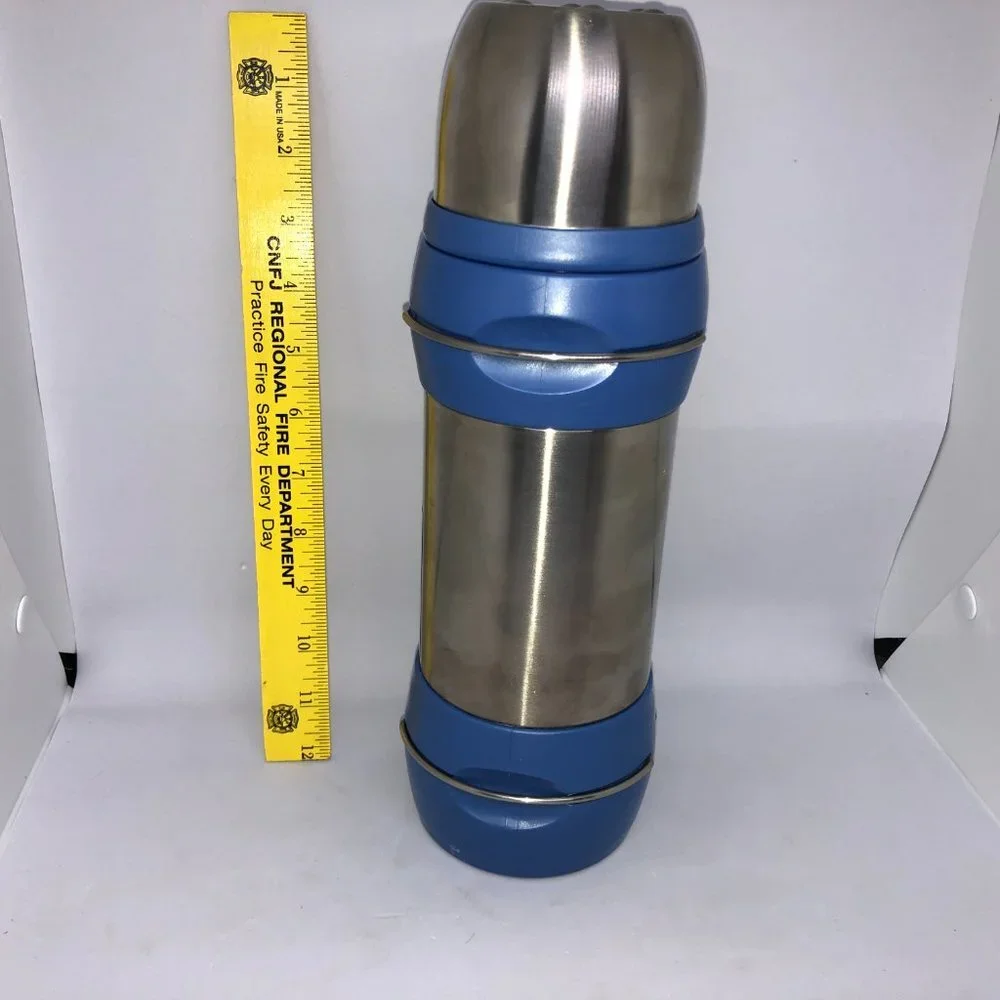 Trudeau Vacuum Insulated 12 HR Thermos‎ Stainless Steel & Blue